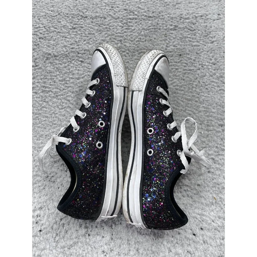 Women’s Converse All Star Black Multicolor Glitter Low Top Sneaker Shoes Size 7 - Picture 4 of 7